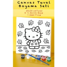Sepetly Çocuklar Için Tuval Boyama Seti 20X20 cm - 6 Renk Boya ve Fırçalı Akrilik Boyama (Çoklu Desen Seçenekli)