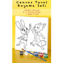 Sepetly Çocuklar Için Tuval Boyama Seti 20X20 cm - 6 Renk Boya ve Fırçalı Akrilik Boyama (Çoklu Desen Seçenekli)