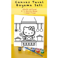Sepetly Çocuklar Için Tuval Boyama Seti 20X20 cm - 6 Renk Boya ve Fırçalı Akrilik Boyama (Çoklu Desen Seçenekli)