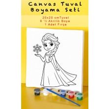 Sepetly Çocuklar Için Tuval Boyama Seti 20X20 cm - 6 Renk Boya ve Fırçalı Akrilik Boyama (Çoklu Desen Seçenekli)