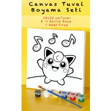 Sepetly Çocuklar Için Tuval Boyama Seti 20X20 cm - 6 Renk Boya ve Fırçalı Akrilik Boyama (Çoklu Desen Seçenekli)