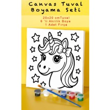 Sepetly Çocuklar Için Tuval Boyama Seti 20X20 cm - 6 Renk Boya ve Fırçalı Akrilik Boyama (Çoklu Desen Seçenekli)