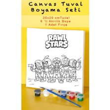 Sepetly Çocuklar Için Tuval Boyama Seti 20X20 cm - 6 Renk Boya ve Fırçalı Akrilik Boyama (Çoklu Desen Seçenekli)