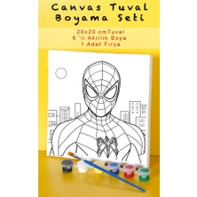 Sepetly Çocuklar Için Tuval Boyama Seti 20X20 cm - 6 Renk Boya ve Fırçalı Akrilik Boyama (Çoklu Desen Seçenekli)