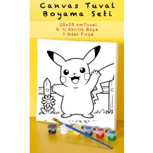 Sepetly Çocuklar Için Tuval Boyama Seti 20X20 cm - 6 Renk Boya ve Fırçalı Akrilik Boyama (Çoklu Desen Seçenekli)