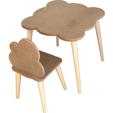 Moontime Alaçatı Ahşap Ham Mdf 18 mm Aktivite ve Etkinlik Çocuk Masa Sandalye Takımı- ÇM05