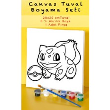 Sepetly Çocuklar Için Tuval Boyama Seti 20X20 cm - 6 Renk Boya ve Fırçalı Akrilik Boyama (Çoklu Desen Seçenekli)