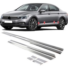 Moontime Alaçatı Passat B8.5 2019 Sonrası Uyumlu Yan Kapı Alt Çıtası 8 Adet Nikelaj Paslanmaz Çelik Krom Aksesuarları
