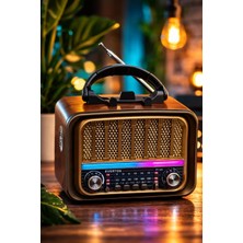 Everton RT-676 Nostaljik LED Işıklı Bluetooth Radyo | Fm/am Taşınabilir Hoparlör