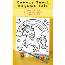 Sepetly Çocuklar Için Tuval Boyama Seti 20X20 cm - 6 Renk Boya ve Fırçalı Akrilik Boyama (Çoklu Desen Seçenekli)