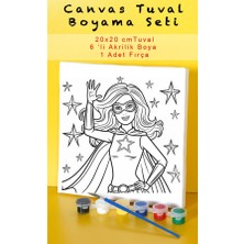Sepetly Çocuklar Için Tuval Boyama Seti 20X20 cm - 6 Renk Boya ve Fırçalı Akrilik Boyama (Çoklu Desen Seçenekli)