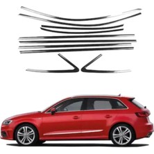 Moontime Alaçatı Autogp Audi A3 8V Hb Cam Çerçevesi Kenar Çıtası Krom Tamtur 2013 / 2020 12 Parça