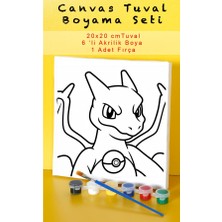Sepetly Çocuklar Için Tuval Boyama Seti 20X20 cm - 6 Renk Boya ve Fırçalı Akrilik Boyama (Çoklu Desen Seçenekli)