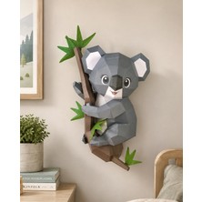 YSY Akrobat Koala 3D Duvar Modeli | Çocuk Odası Için Kendin Yap Kit 55X44X24CM | Hayvanlar Temalı Ekransız Aktivite