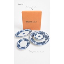 Asitan 6 Kişilik 20 Parça Porselen Kahvaltı Takımı Blue Romance | Kütahya Home | Vintage Mavi, Kemik