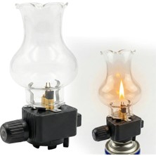 Moontime Alaçatı Powermaster PM-28778 Cam Fanuslu Gaz Kartuş Uyumlu Nostaljik Kamp Lambası