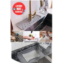 Moontime Alaçatı Silikon Musluk Emici Mat Su Sıçrama Tutucu Paspaslar Lavabo Sıçrama Koruma Drenaj Pedi Lavabo Tezgah