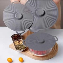 Asitan Evrensel 3'lü Tutma Saplı Silikon Tencere & Tava Kapak Seti, 20-23-28 Cm, Antrasit