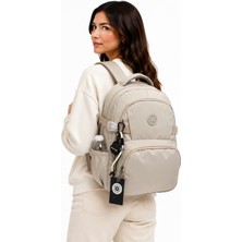 Bevitton Krinkıl Su Geçirmez Kumaş Unisex Okul Sırt Çantası 34500 Bej