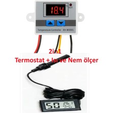 Moontime Alaçatı W3001 220V Termostat + Nem Ölçer, Higrometre, Kuluçka Seti, Kuluçka Makinesi