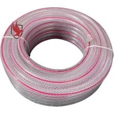 Asitan Boryap Şeffaf Silikon Bahçe Sulama Hortumu, 25 Metre, 1/2 Inç Örgülü