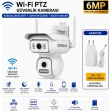 qromax 6MP Wi-Fi PTZ Çift Lensli Dış Mekan Akıllı Güvenlik Kamerası (12V Adaptör Dahil - Joysee App) WİFİ_QR_W2