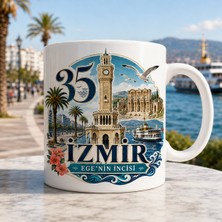 Ajans 313 Izmir Temalı 35 Plaka Ege'nin Incisi Saat Kulesi Tasarımlı Seramik Kupa Bardak