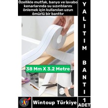 Moontime Alaçatı Dayanıklı Lavabo Kenar Küvet Pvc Su Sızdırmaz Yalıtım Yağ Küf Kir Önleyici Izolasyon Bantı 3.2 Metre
