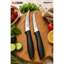 By My Hand Bymyhand Paslanmaz Çelik Siyah Meyve Bıçağı Soyma Bıçağı Dilimleme Bıçağı 2'li Set