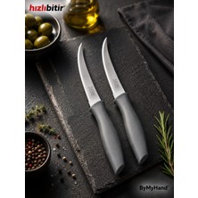 By My Hand Bymyhand Paslanmaz Çelik Füme Meyve Bıçağı Soyma Bıçağı Dilimleme Bıçağı 2'li Set