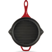 Moontime Alaçatı 24CM Döküm Demir Gril Tava Kırmızı