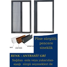 Moontime Alaçatı Antrasit Gri Sürgülü Plise Pencere Sineklik