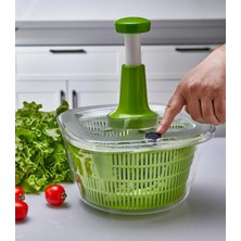Moontime Alaçatı Manuel Sebze Kurutucu Salata Kurutucu (Stop Düğmeli) 6 Litrelik Salata Kurutucusu