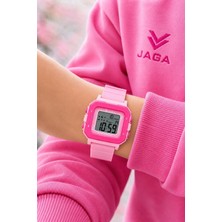 Jaga Unisex Dijital Çocuk Kol Saati 50 mt Su Geçirmez Spor Silikon Kordonlu Alarm-Kronometreli Jg.4