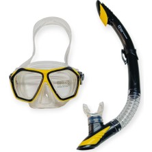 Melonika Red Camlı Premium  Dalış Maskesi ve Snorkel Yetişkin - Sarı - 1 Adet