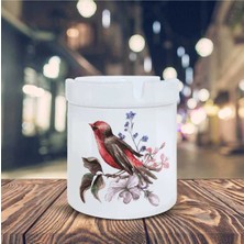 Moontime Alaçatı Daldaki Serçe Kuş Baskılı Seramik Küllük Kül TABLASI-30258