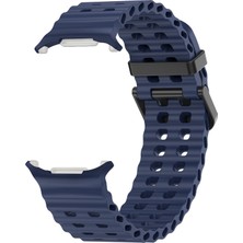 Caseonn Samsung Galaxy Watch Ultra 47MM Kordon Suya Dayanıklı Çift Delikli Silikon Kayış Lacivert