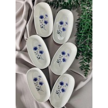 Moontime Alaçatı Mor Menekşe Model 6 Adet Oval Tabak