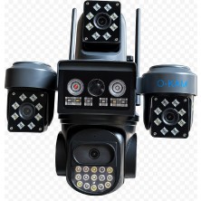 O-Kam OK-205PLUS  Wifi 4 Lens Mikrofon + Hoparlör + Siren + Çakar + Alarm Kamera