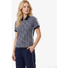 Lacoste Slim Fit Monogram Kadın Siyah Polo