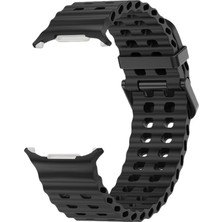 Caseonn Samsung Galaxy Watch Ultra 2 Kordon Suya Dayanıklı Çift Delikli Silikon Kayış Siyah