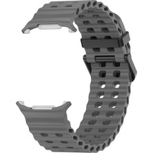 Caseonn Samsung Galaxy Watch Ultra 47MM Kordon Suya Dayanıklı Çift Delikli Silikon Kayış Koyu Gri