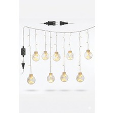 Melonika 3 Metre 10 Toplu Perde LED Işık - Gün Işığı Şeffaf Dekoratif Aydınlatma - 8 Fonksiyonlu LED