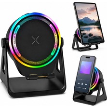 Go İthalat Bt - Sd - USB Şarjlı Telefon Tutacak Rgb Işıklı Bluetooth Wireless Speaker Hoparlör 5W PL-4676 (5263)