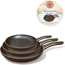 Moontime Alaçatı 3 Pcs Teflon Tava Seti - 16 - 20 - 24 cm - Ince / Hafif