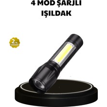 4 Mod Şarjlı Işıldak | Ultra Güçlü Cree LED | Su Geçirmez Alüminyum Gövde - Lisinya
