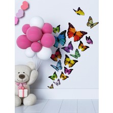 S Digital Renkli Kelebekler Temalı Duvar Sticker Seti - 110X47 cm - Çocuk ve Bebek Odası Uyumlu - Kendinden Yapışkanlı Mat Pvc Folyo