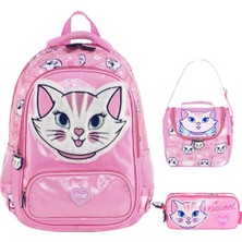 Mikro Muggle Pink Sweet Cat Ilkokul Çantası 3 Lü Set