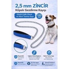 Melonika Zincir Köpek Gezdirme Kayışı Dalı Çelik &amp; Ergonomik Tutma Saplı 2,5 MM-120 cm Mi