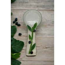 Moontime Alaçatı Zeytin Dalı Desenli El Yapımı Cam Kaşıklık